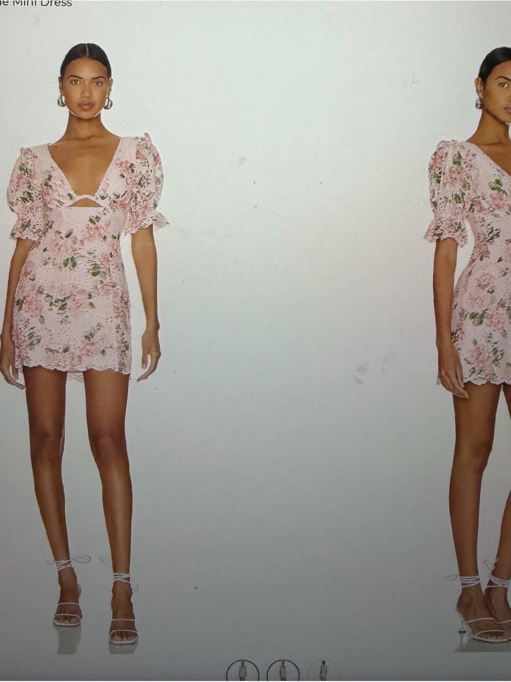 MAJORELLE Blush Pink Floral Puff-Sleeve Mini Dress